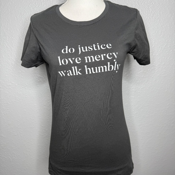 Next Level Apparel Gray T-shirt -do justice love mercy walk humbly  size -cp - Picture 1 of 6